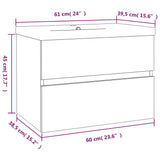 Sink Cabinet with Built-in Basin Grey Sonoma Engineered Wood 3152868