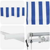 Retractable Awning Manual Blue and white 400 x 200 cm Fabric 3329779