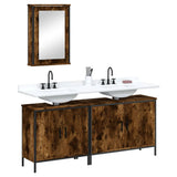 3 Piece Bathroom Furniture Set Smoked Oak Engineered Wood 3214792