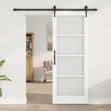 Sliding Door White 78 x 202 cm Solid Pine Wood and Glass 3332328