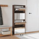 Shoe Cabinet with Mirror 4-Layer Brown Oak 63x17x134 cm 3228279
