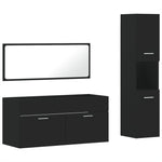 ZNTS 3 Piece Bathroom Furniture Set Black Engineered Wood 3308527