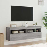 TV Wall Cabinets with LED Lights 2 pcs Grey Sonoma 60x30x40 cm 837194
