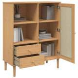 Highboard SENJA Rattan Look Brown 90x40x112 cm Solid Wood Pine 358055