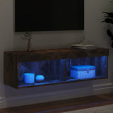 TV Cabinet with LED Lights Smoked Oak 100x30x30 cm 837163