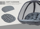 Hanging Egg Chair, Folding Texteline Swing Hammock with Side Pocket, Cushion and Stand for Indoor T3398P318560