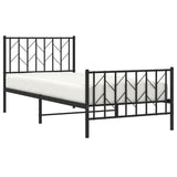 Metal Bed Frame without Mattress with Footboard Black 90x200cm 374448