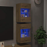 Wall Cabinets with LED Lights for TV 2 pcs Artisan Oak 40x30x60,5 cm 857681