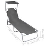 Folding Sun Lounger with Canopy Grey Aluminium 47772