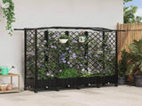 Raised Bed with Trellis and Roof Black 203.5 x 40 x 129 cm PP 3423153