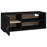 Wall Cabinet Black 80x30x30 cm Solid Wood Pine 818393