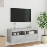 TV Wall Cabinet with LED Lights Concrete Grey 100x30x40 cm 837214