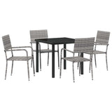 Garden Dining Set with Cushion 5 pcs Grey Poly Rattan 3380044