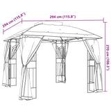 Gazebo with Double Roof and Mesh Walls Cream 2.94x2.94 m Steel 368454
