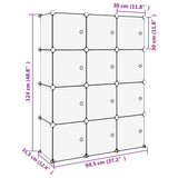 Storage Cube Organiser with 12 Cubes and Doors Black PP 340556