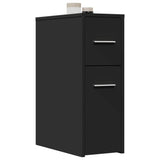 Narrow Bathroom Cupboard with Wheels Black Engineered Wood 855278