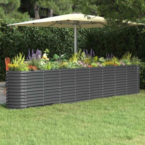 Garden Raised Bed Galvanised Steel 332x40x68 cm Anthracite 318911
