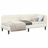 Corner Bed Frame with Headboard Cream 80 x 200 cm Velvet 42016593
