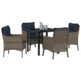 Garden Dining Set with Cushion 5 pcs Grey Poly Rattan 3380191