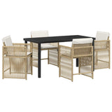 Garden Dining Set 5 pcs Beige Poly Rattan 3380786