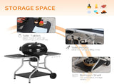 Portable Charcoal Kettle Grill Outdoor Barbecue Trolley BBQ Heat Smoker Grilling with 2 Wheels, T3398P320039