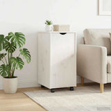 Rolling Cabinet White 34 x 39 x 65.5 cm Solid Pine Wood 42028357