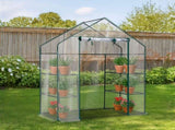 Mini Walk-in Greenhouse with PVC Cover, 4-Shelf Indoor Outdoor Planting Green House for 62584139