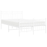 Metal Bed Frame without Mattress with Footboard White 120x190cm 373755