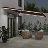 ZNTS Manual Retractable Awning with LED Burgundy 600x350 cm 3214995