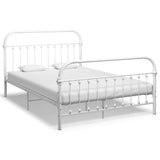 284495 Bed Frame without Mattress White Metal 140x200 cm
