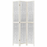 Room Divider 3 Panels White Solid Wood Paulownia 358672