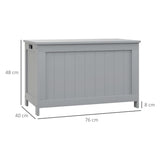 Storage Chest, Modern Storage Trunk with 2 Safety Hinges and Cut-out Handles, Wooden Toy Box for T3398P341302