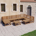 ZNTS 10 Piece Garden Lounge Set Honey Brown Solid Pinewood 3075762