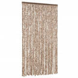 Fly Curtain Beige and Dark Brown 100x220 cm Chenille 377323
