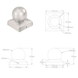 Post Caps 6 pcs Globe Final Galvanised Metal 101x101 mm 145500