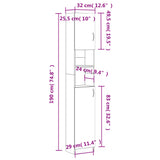 ZNTS Bathroom Cabinet White 32x25.5x190 cm Engineered Wood 802876