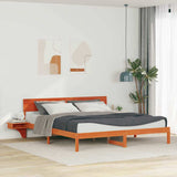 Bed Frame with Headboard Wax Brown 180 x 200 cm Solid Pine Wood 873438