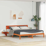 Bed Frame with Headboard Wax Brown 200 x 200 cm Solid Pine Wood 3385750