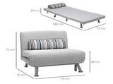 Single Sofa Bed, 1 Person Sleeper Foldable Lounge with Pillow, Grey T3398P328104
