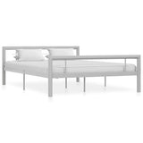 Bed Frame without Mattress Grey and White Metal 140x200 cm 284559