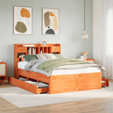 Bookcase Bed without Mattress Wax Brown 160x200 cm Solid Wood Pine 3308956