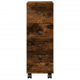 Narrow Bathroom Cabinet with Wheels Smoked Oak Engineered Wood 855236
