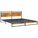 Bed Frame Black Powder-coated metal, Melamine coated MDF Super King 324867