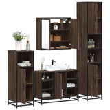 4 Piece Bathroom Furniture Set Brown Oak Engineered Wood 3301214