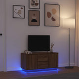 ZNTS TV Cabinet with LED Lights Brown Oak 100x41x50 cm 861415