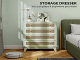 Chest of Drawers, 4-Drawer Storage Organiser Unit with Rattan Element for Bedroom, Living Room, T3398P378729