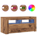 TV Cabinet with LED Lights Old Wood 90x35x40 cm Engineered Wood 856321