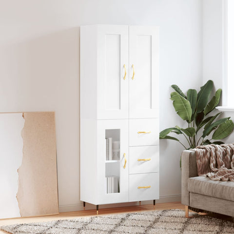 Highboard White 69.5x34x180 cm Engineered Wood 3199921