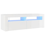 TV Cabinet with LED Lights High Gloss White 120x35x40 cm 804316