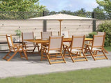 9 Piece Garden Dining Set Solid Wood Acacia and Textilene 3279279